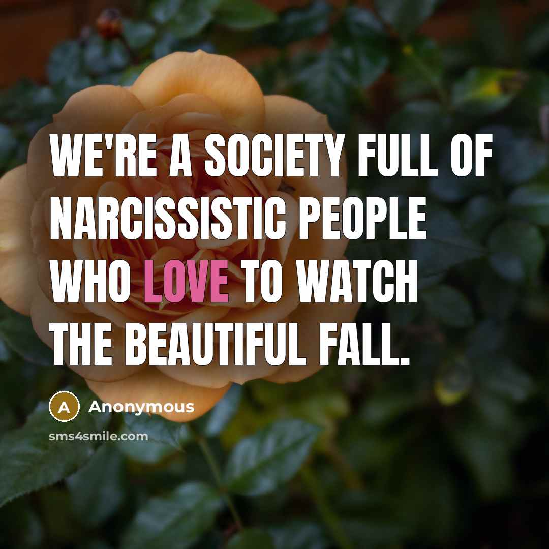“We're a society full of narcissistic people who love to…” quote by Anonymous