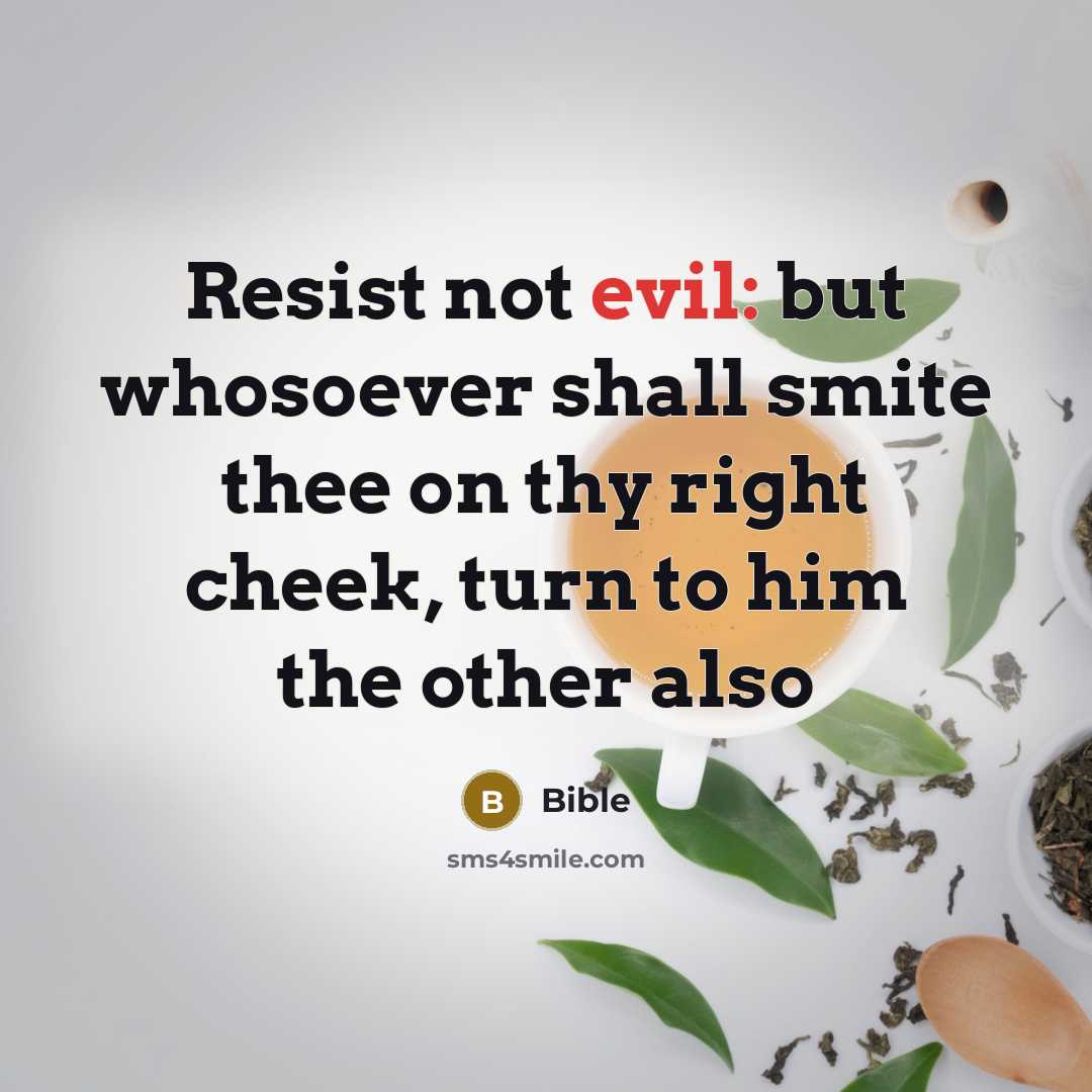 “Resist not evil: but whosoever shall smite thee on thy…” quote by Bible