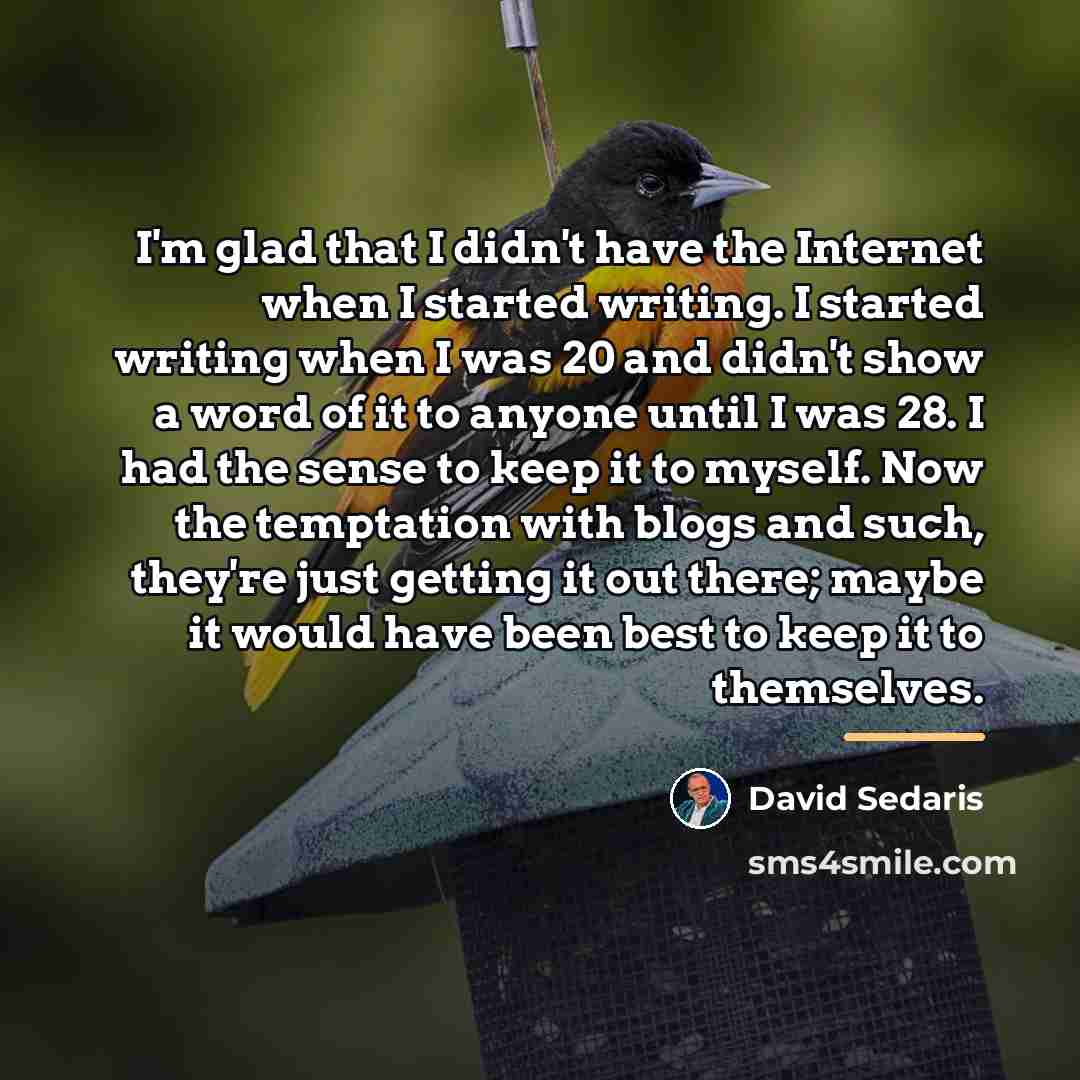“I'm glad that I didn't have the Internet when I…” quote by David Sedaris