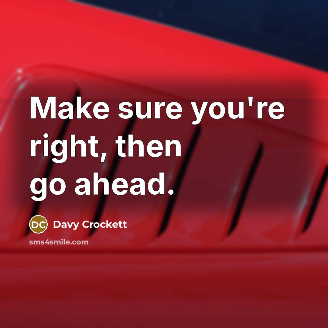 “Make sure you're right, then go ahead.” quote by Davy Crockett