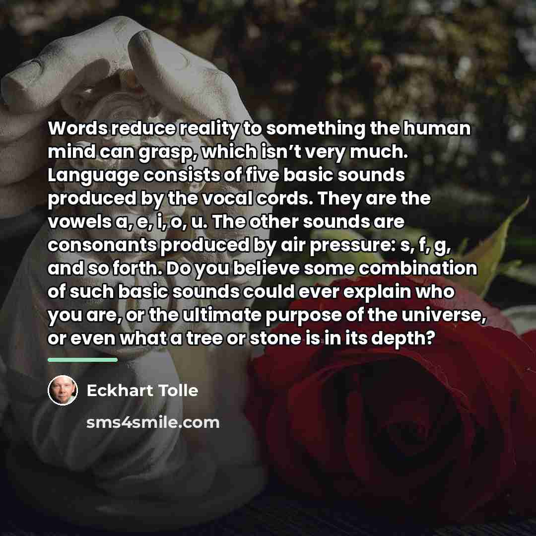 “Words reduce reality to something the human mind can grasp,…” quote by Eckhart Tolle