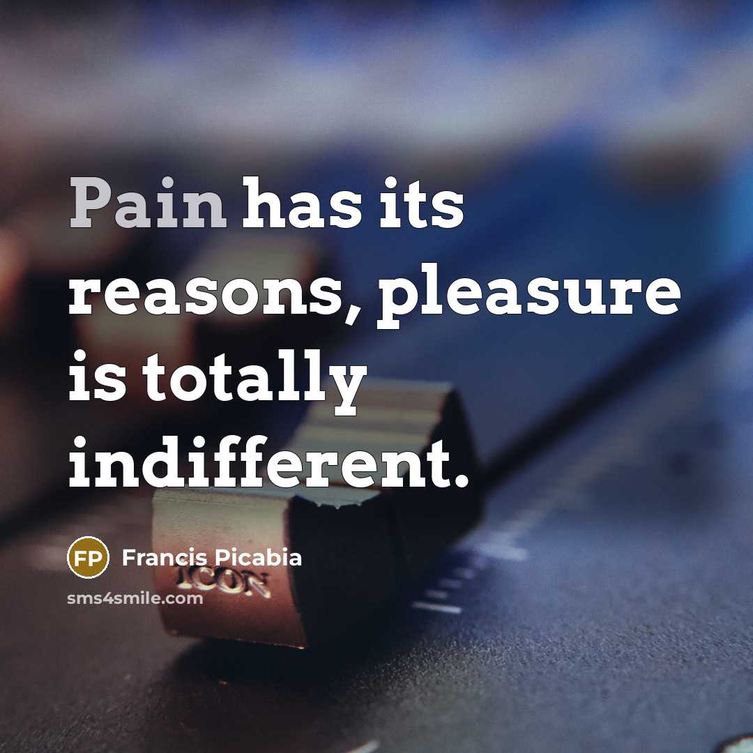 “Pain has its reasons, pleasure is totally indifferent.…” quote by Francis Picabia
