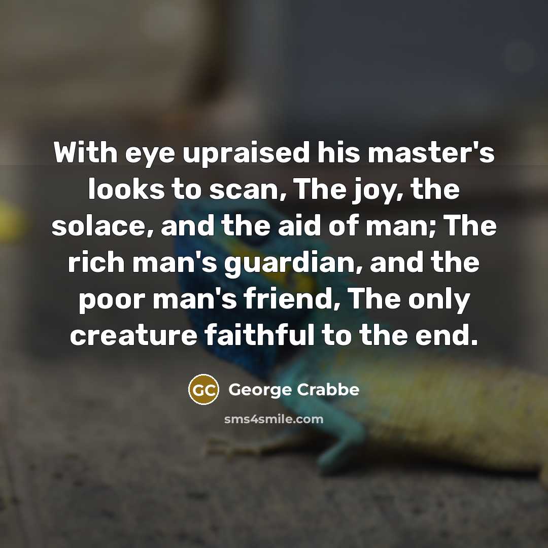 “With eye upraised his master's looks to scan, The joy,…” quote by George Crabbe
