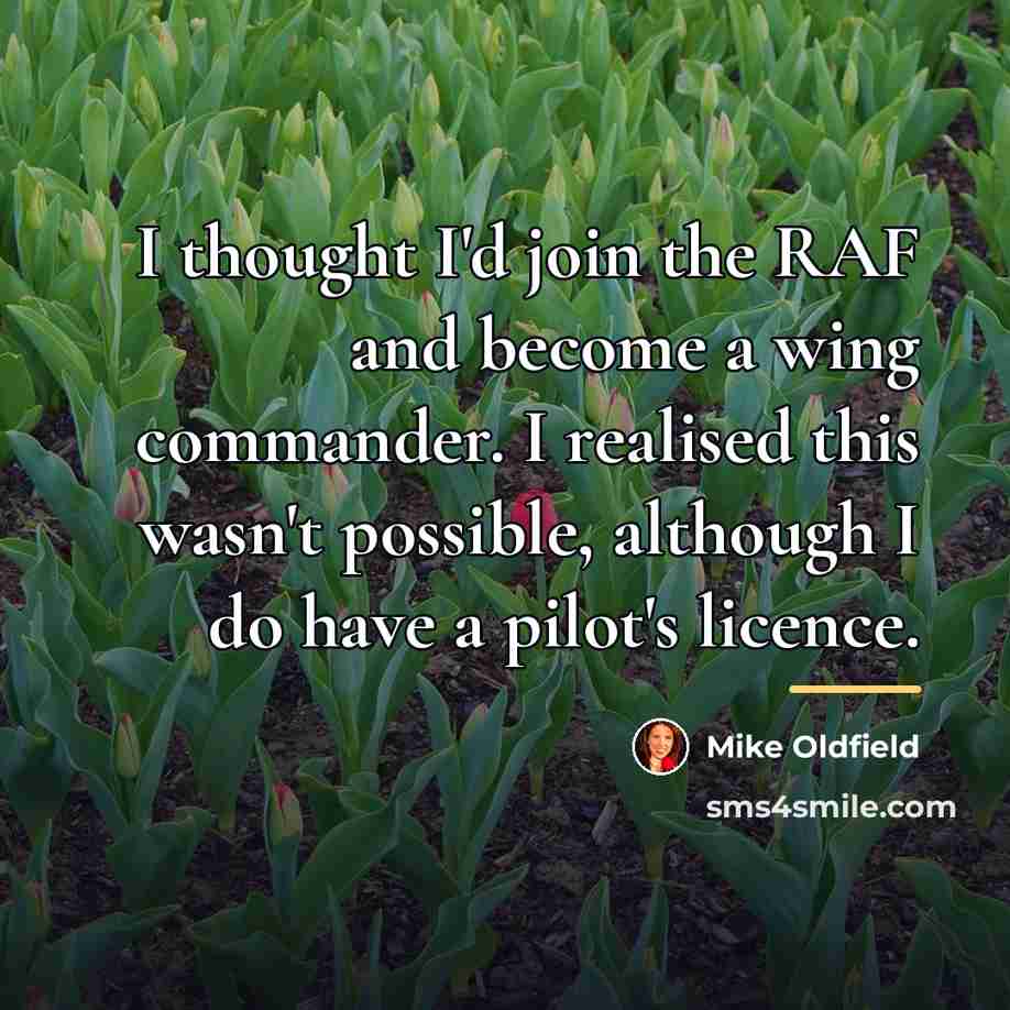 “I thought I'd join the RAF and become a wing…” quote by Mike Oldfield