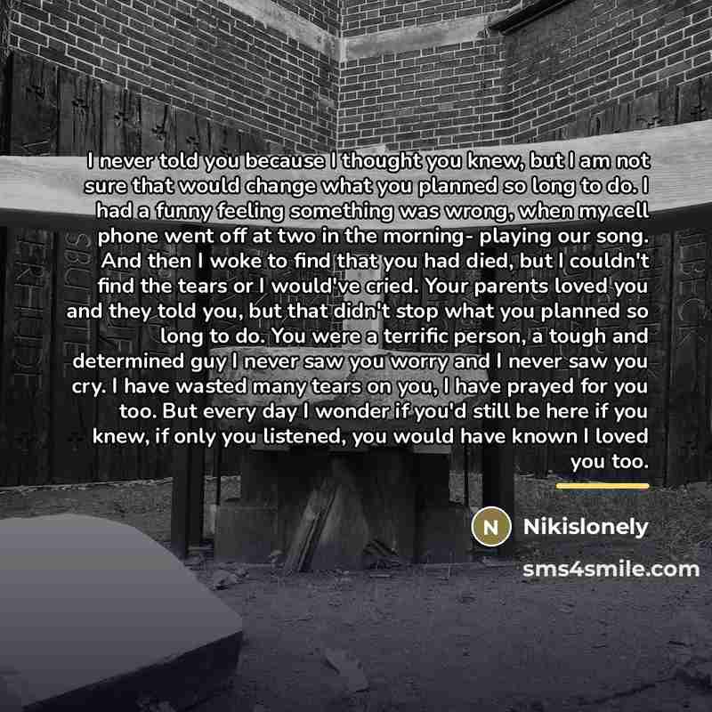 “I never told you because I thought you knew, but…” quote by Nikislonely