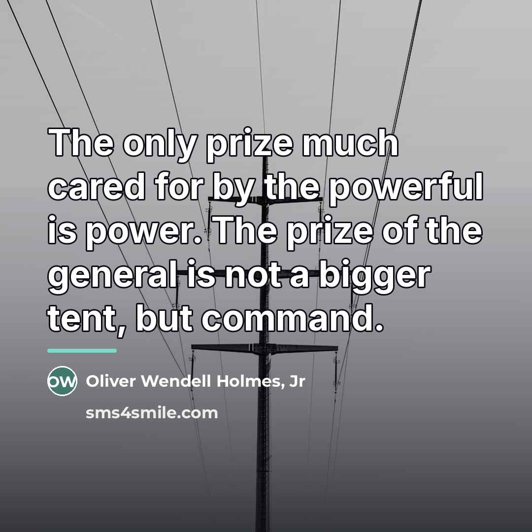 “The only prize much cared for by the powerful is…” quote by Oliver Wendell Holmes, Jr