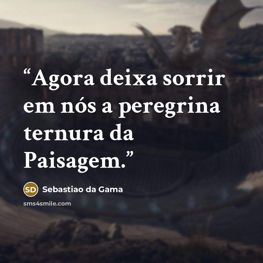 “Agora deixa sorrir em nós a peregrina ternura da Paisagem.” quote by Sebastiao da Gama