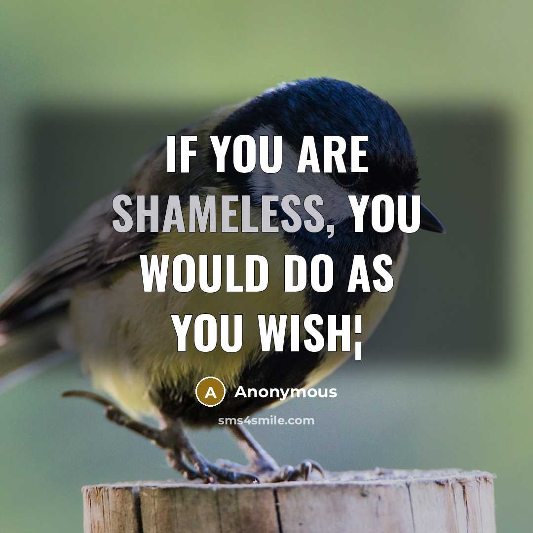 “If you are shameless, you would do as you wish¦” quote by Anonymous