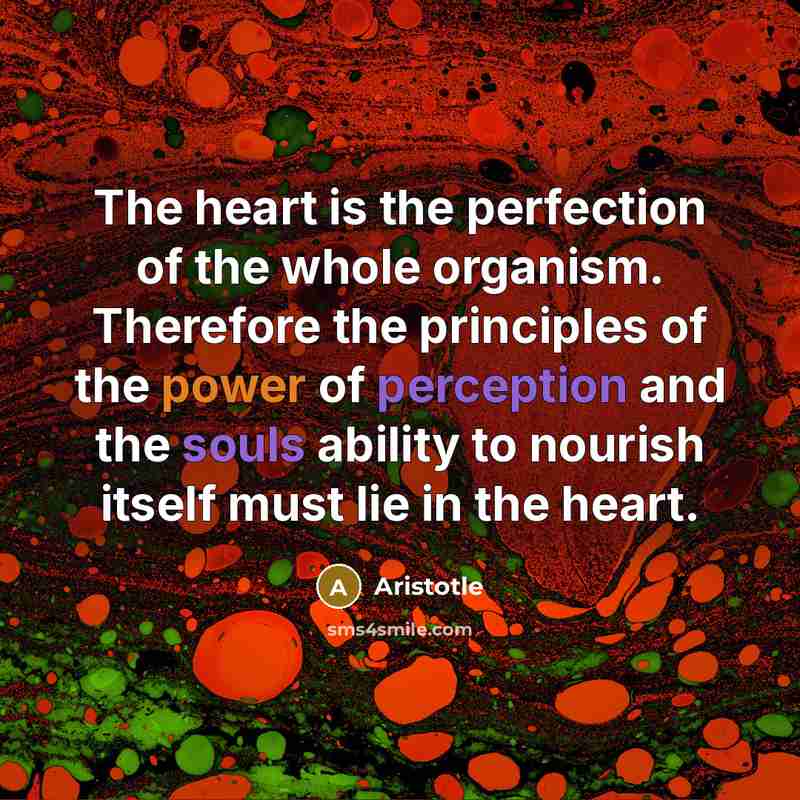 “The heart is the perfection of the whole organism. Therefore…” quote by Aristotle