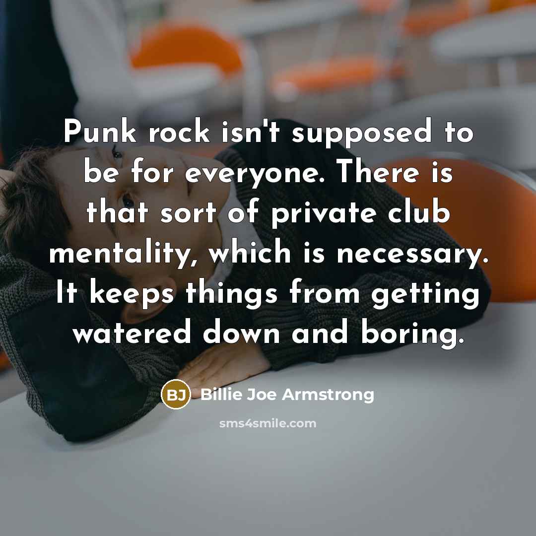“Punk rock isn't supposed to be for everyone. There is…” quote by Billie Joe Armstrong