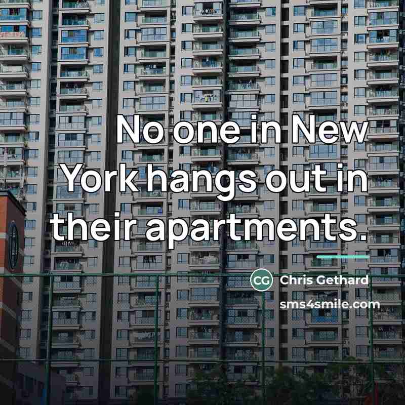 “No one in New York hangs out in their apartments.…” quote by Chris Gethard