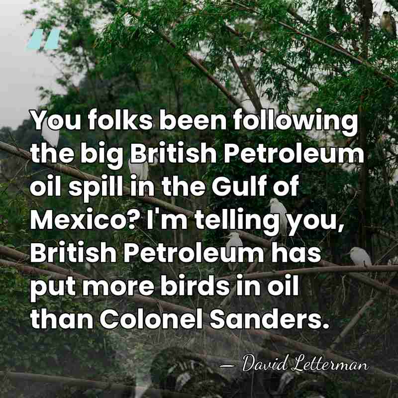 You folks been following the big British Petroleum oil spill in the&hellip; - David Letterman