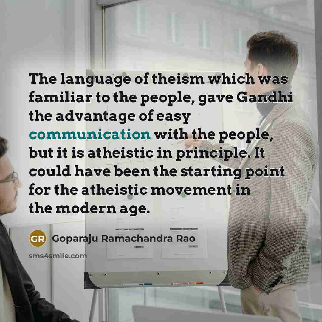 “The language of theism which was familiar to the people,…” quote by Goparaju Ramachandra Rao