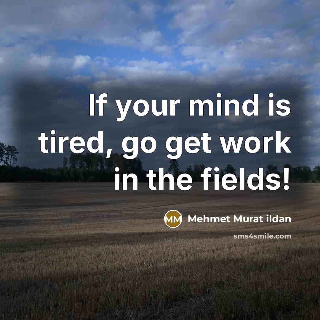 “If your mind is tired, go get work in the…” quote by Mehmet Murat Ildan
