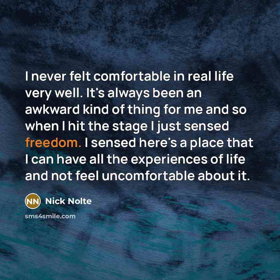 “I never felt comfortable in real life very well. It's…” quote by Nick Nolte