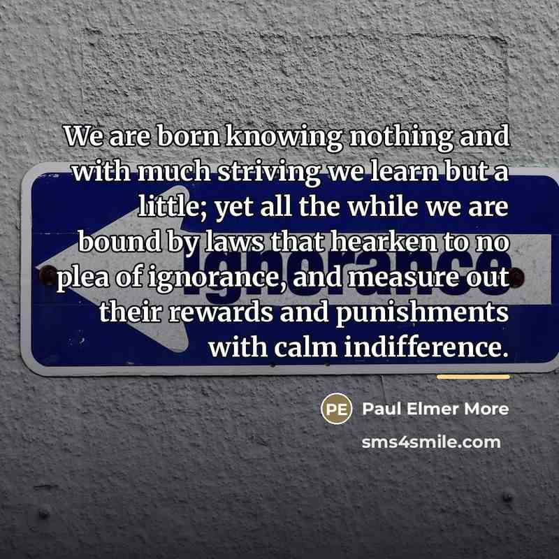 “We are born knowing nothing and with much striving we…” quote by Paul Elmer More