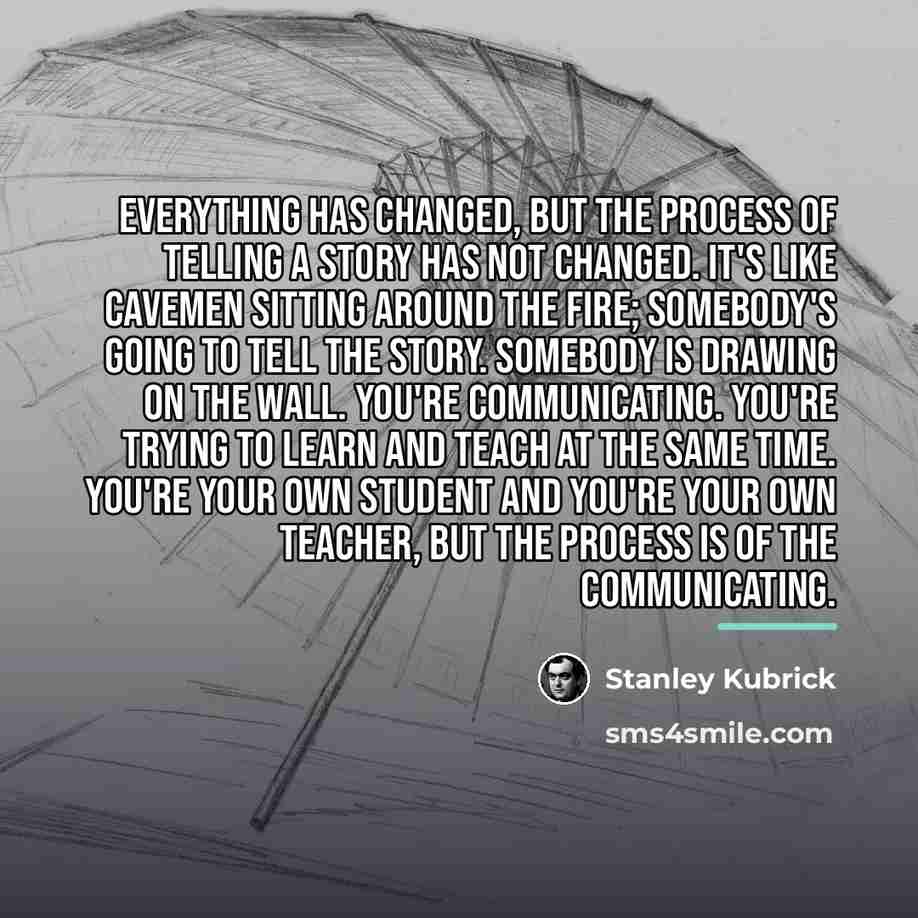 “Everything has changed, but the process of telling a story…” quote by Stanley Kubrick