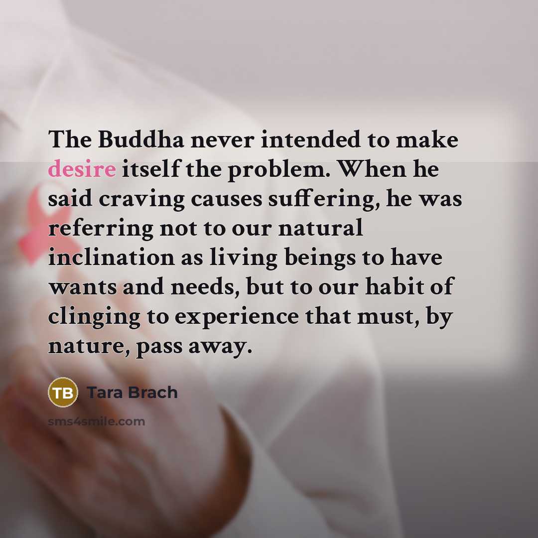 “The Buddha never intended to make desire itself the problem.…” quote by Tara Brach