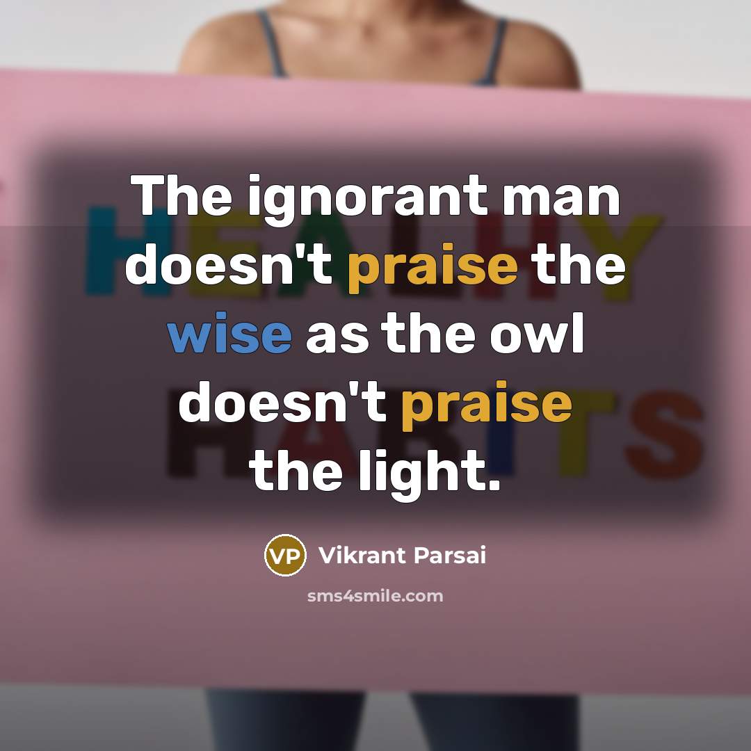 “The ignorant man doesn't praise the wise as the owl…” quote by Vikrant Parsai