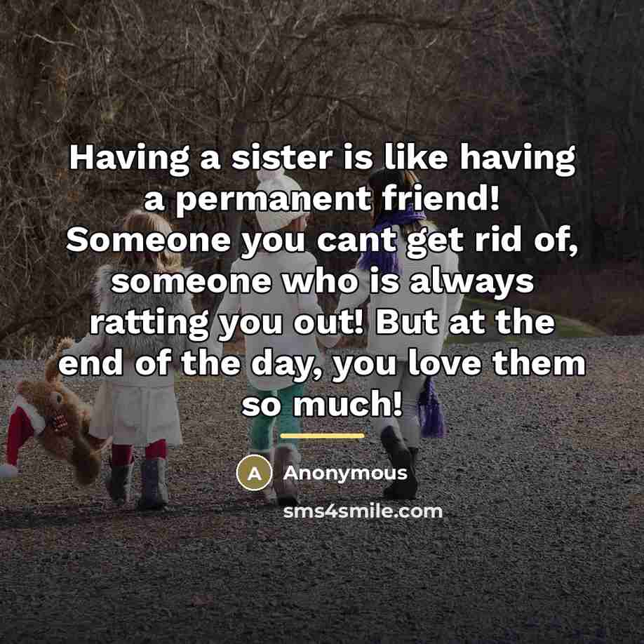“Having a sister is like having a permanent friend! Someone…” quote by Anonymous