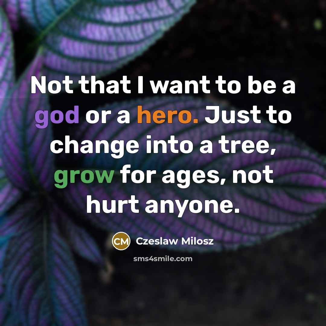 “Not that I want to be a god or a…” quote by Czeslaw Milosz