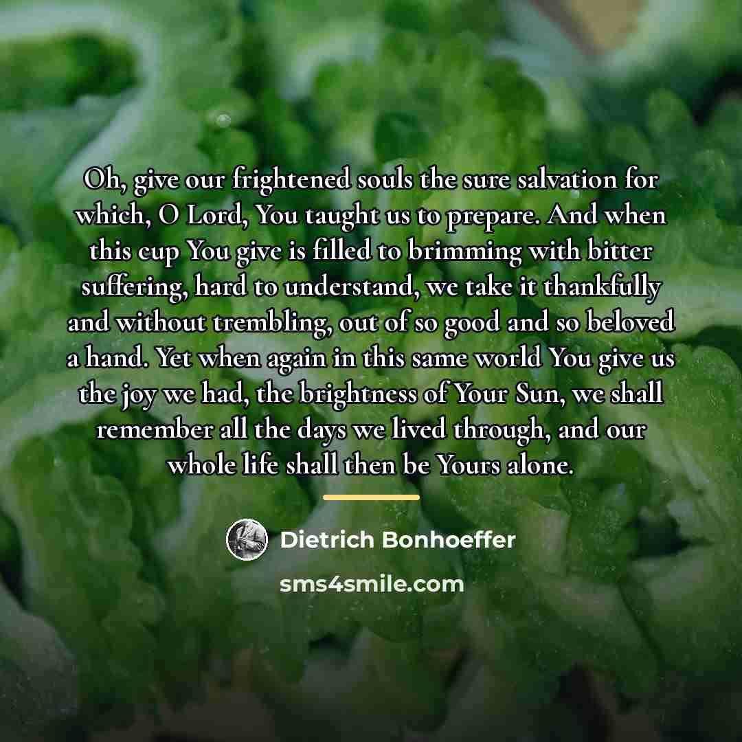 “Oh, give our frightened souls the sure salvation for which,…” quote by Dietrich Bonhoeffer