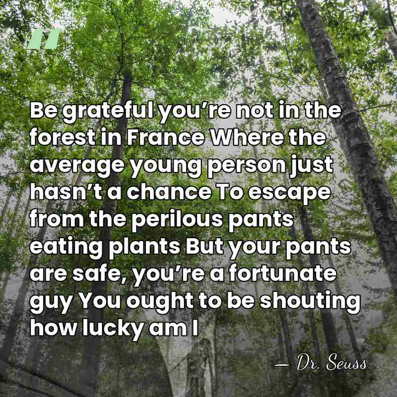 Be grateful you’re not in the forest in France Where the average&hellip; - Dr. Seuss