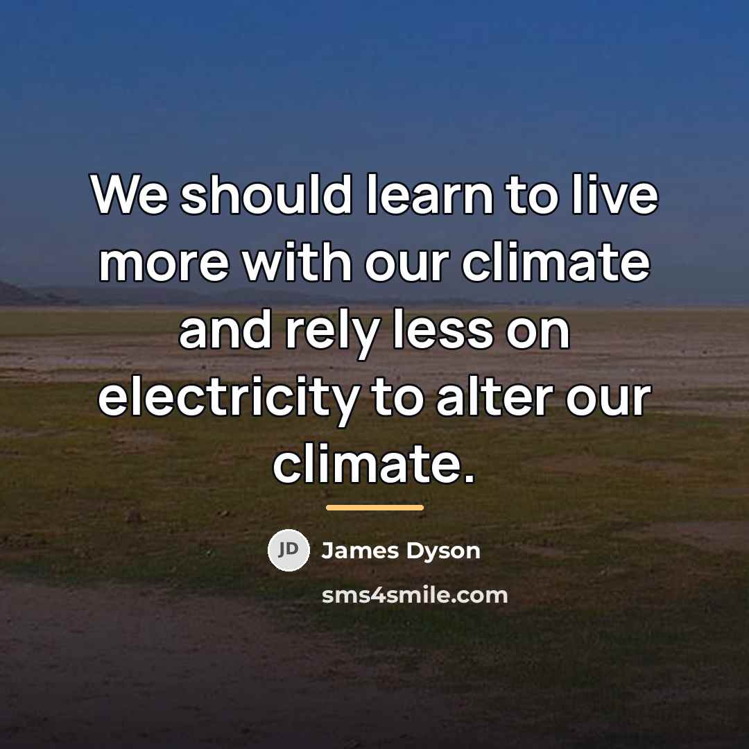 “We should learn to live more with our climate and…” quote by James Dyson