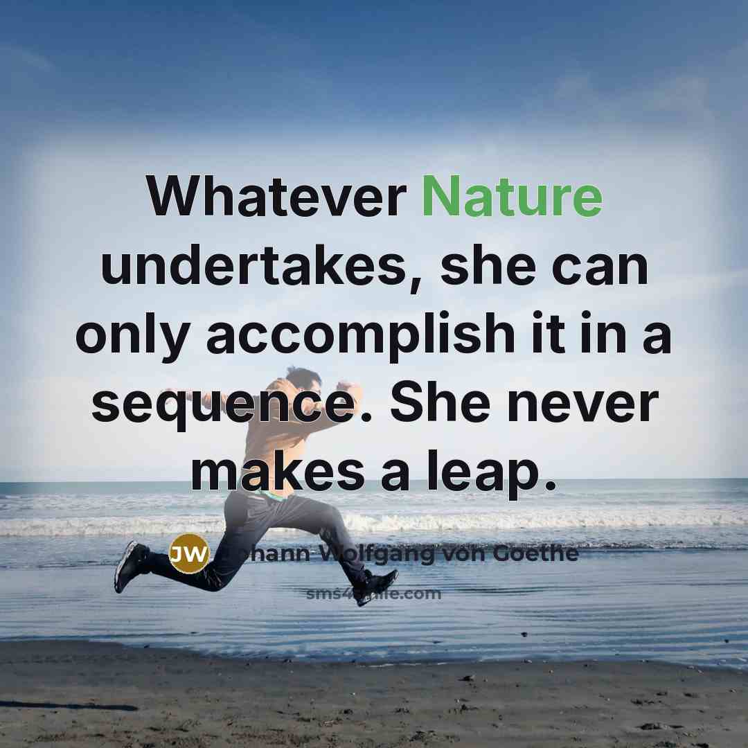 “Whatever Nature undertakes, she can only accomplish it in a…” quote by Johann Wolfgang von Goethe