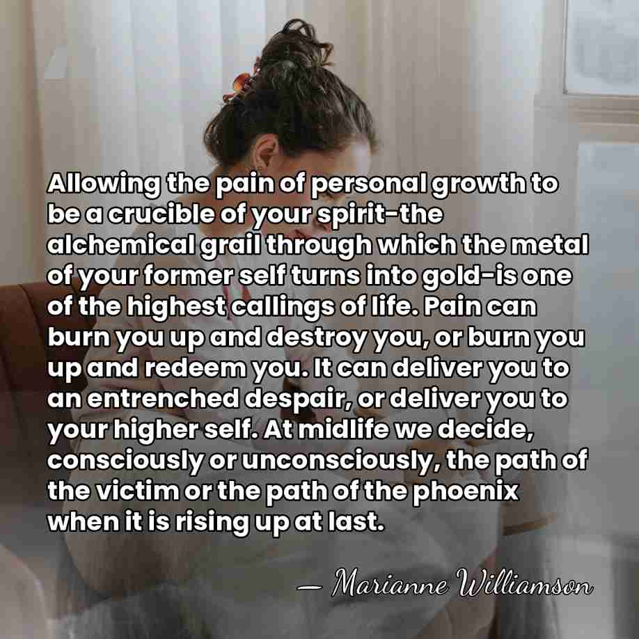 Allowing the pain of personal growth to be a crucible of your&hellip; - Marianne Williamson