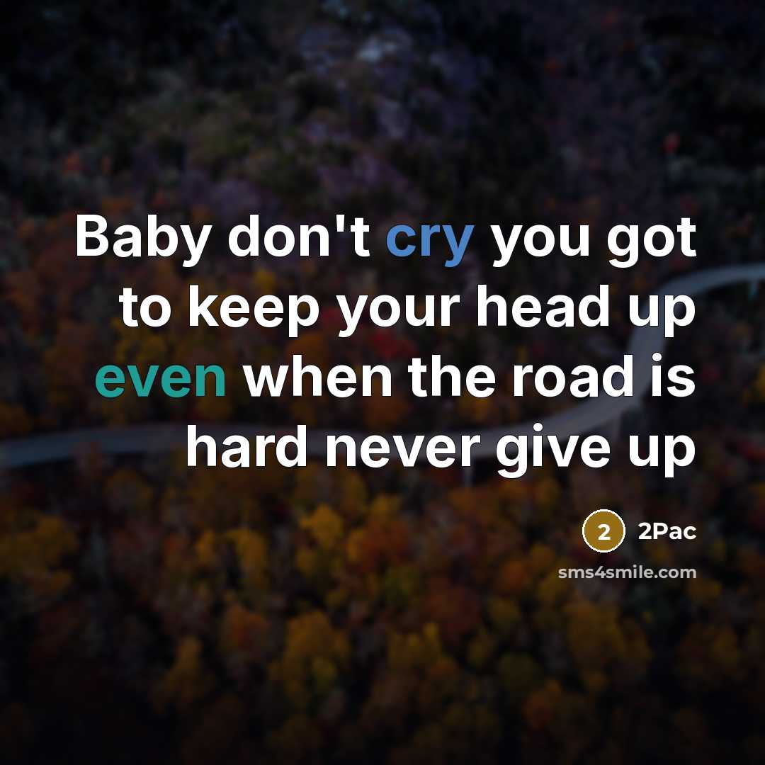 “Baby don't cry you got to keep your head up…” quote by 2pac