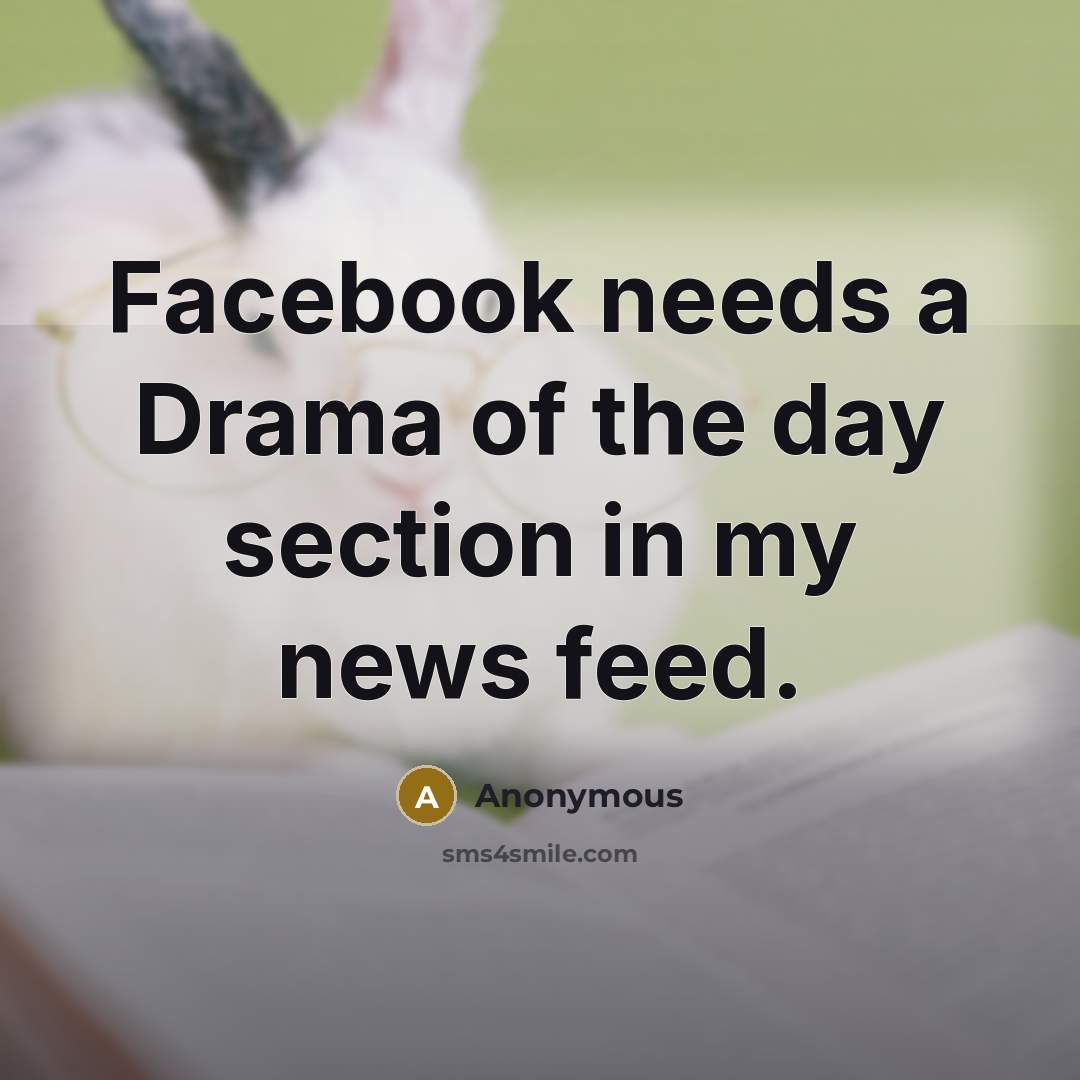 “Facebook needs a Drama of the day section in my…” quote by Anonymous