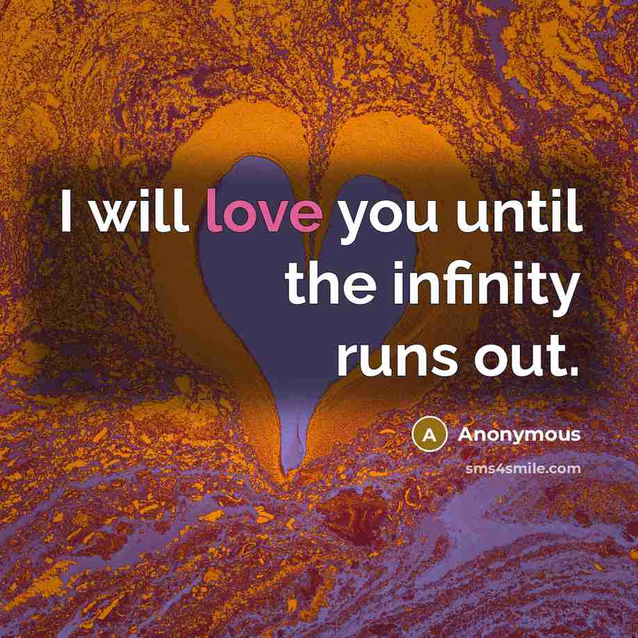 “I will love you until the infinity runs out.…” quote by Anonymous