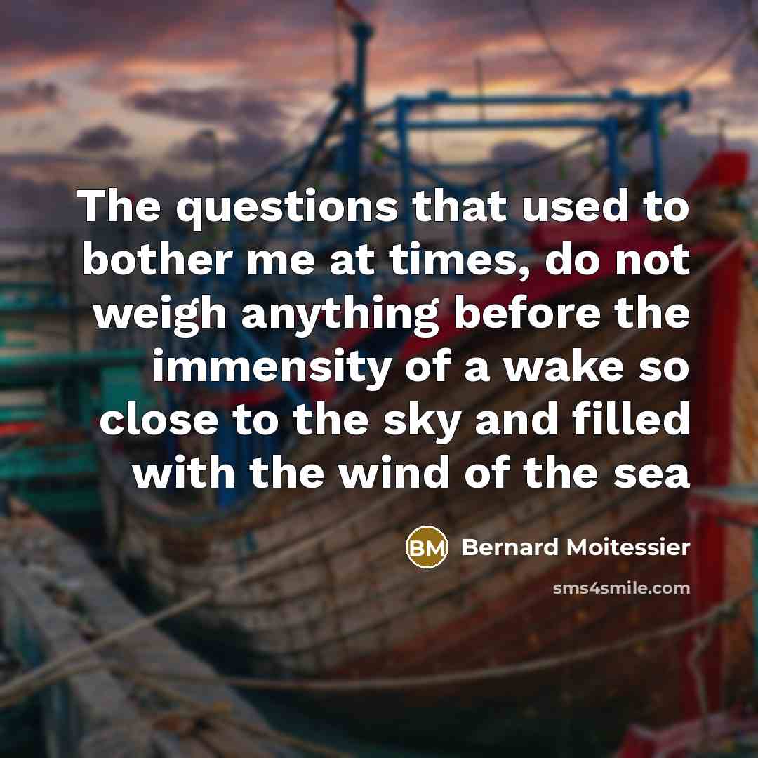 “The questions that used to bother me at times, do…” quote by Bernard Moitessier