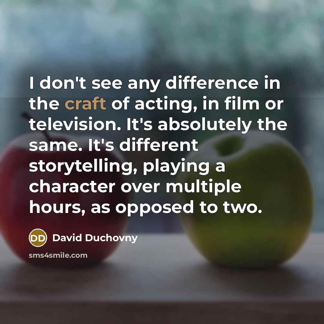 “I don't see any difference in the craft of acting,…” quote by David Duchovny