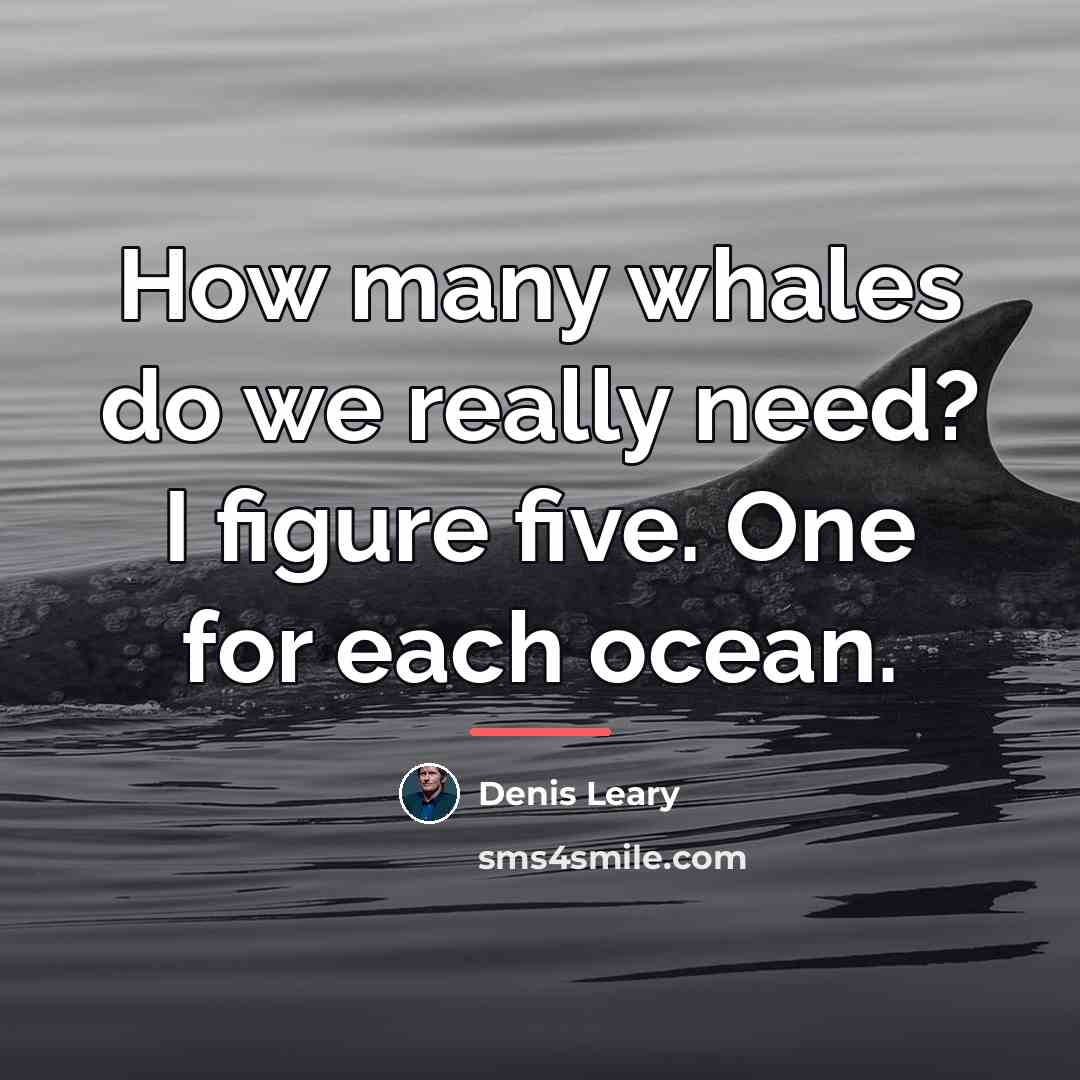 “How many whales do we really need? I figure five.…” quote by Denis Leary