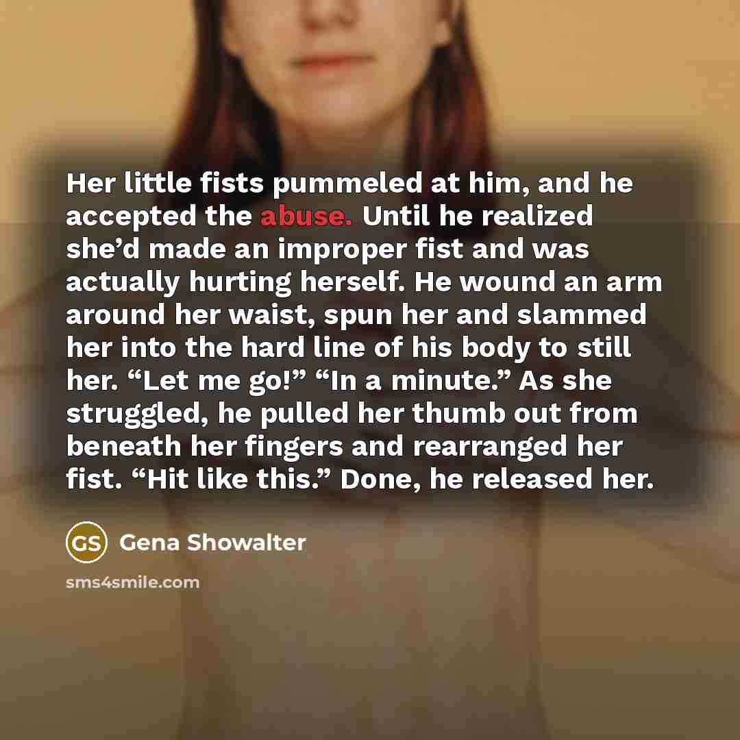 “Her little fists pummeled at him, and he accepted the…” quote by Gena Showalter