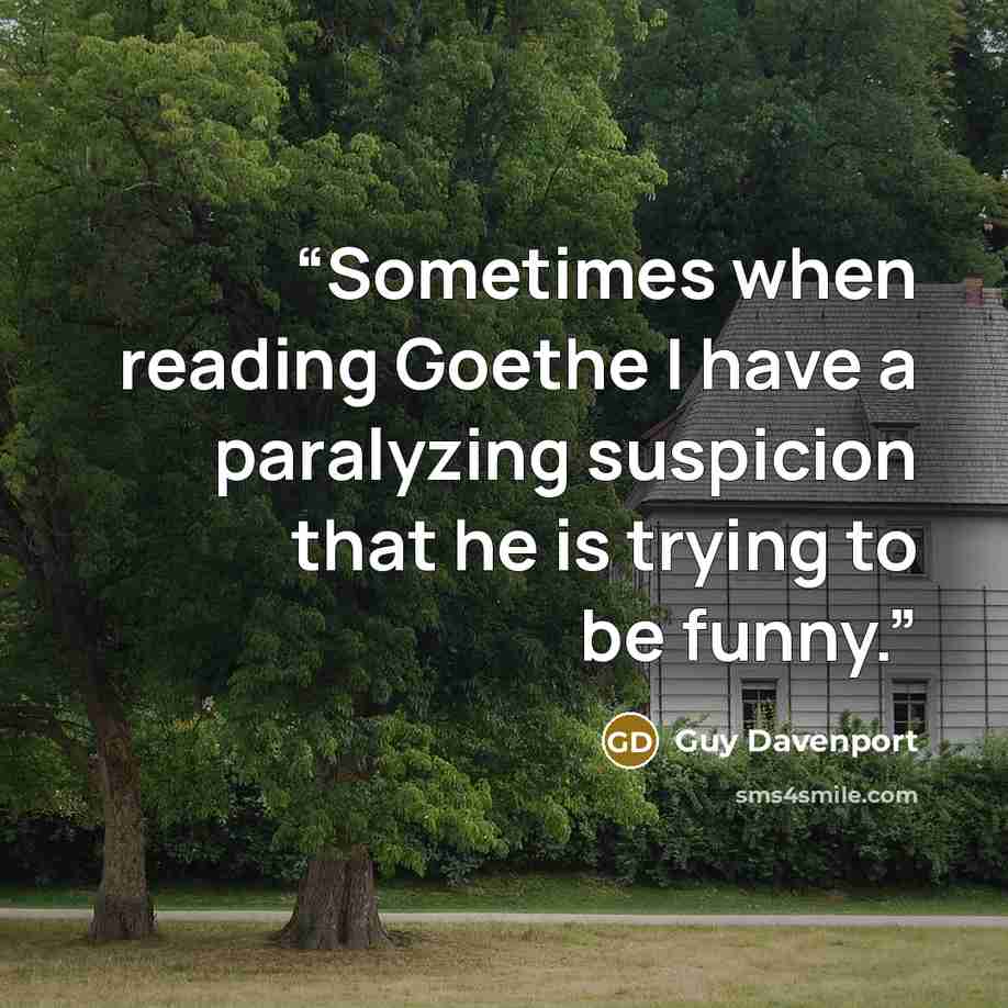 “Sometimes when reading Goethe I have a paralyzing suspicion that he is trying to be funny.” quote by Guy Davenport