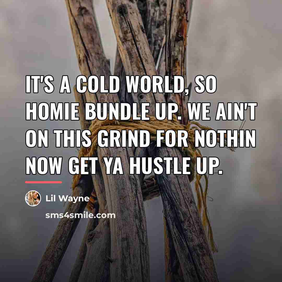 “It's a cold world, so homie bundle up. We ain't…” quote by Lil Wayne
