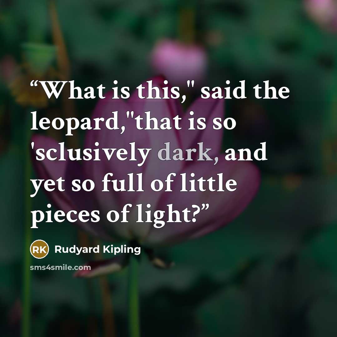 “What is this," said the leopard,"that is so 'sclusively dark, and yet so full of little pieces of light?” quote by Rudyard Kipling