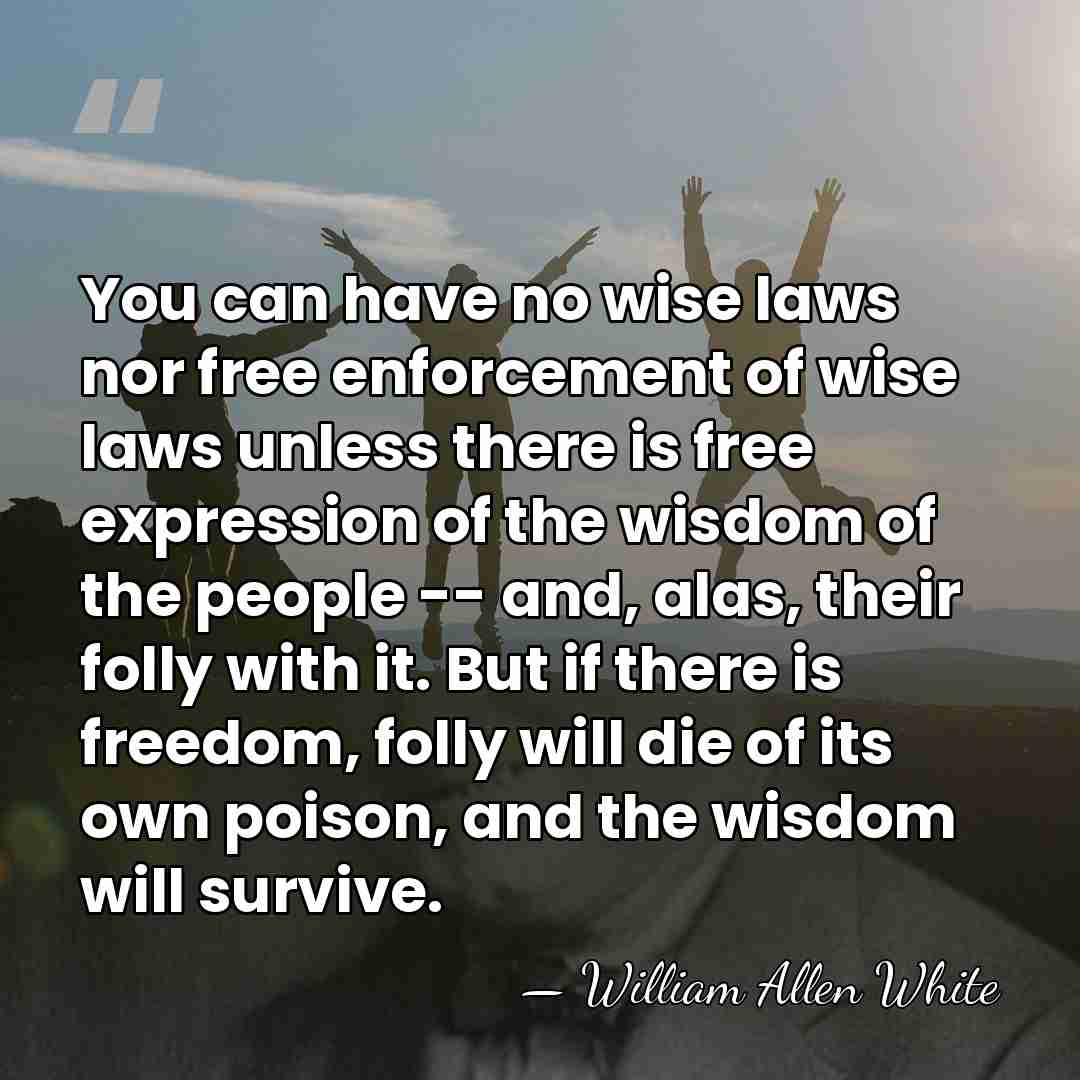 You can have no wise laws nor free enforcement of wise laws&hellip; - William Allen White