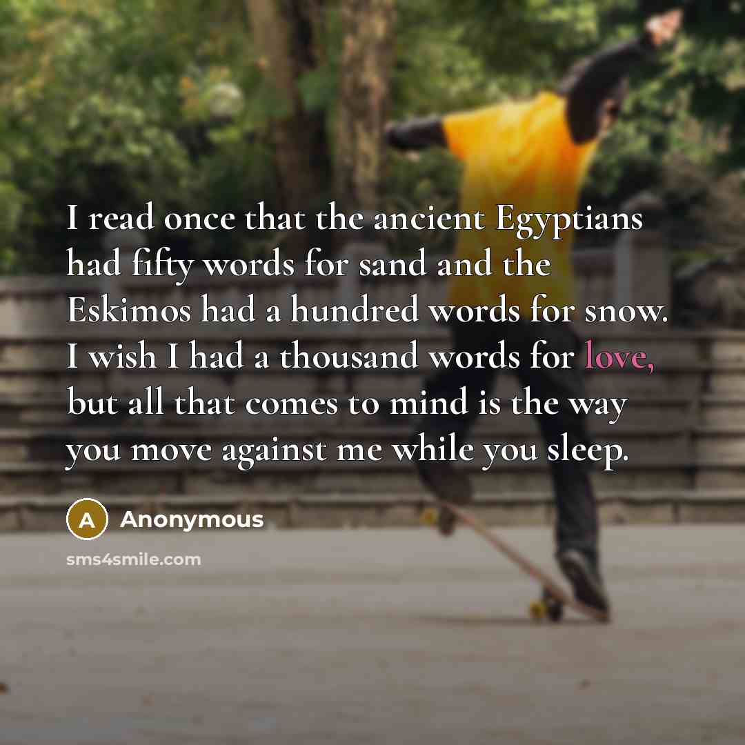 “I read once that the ancient Egyptians had fifty words…” quote by Anonymous