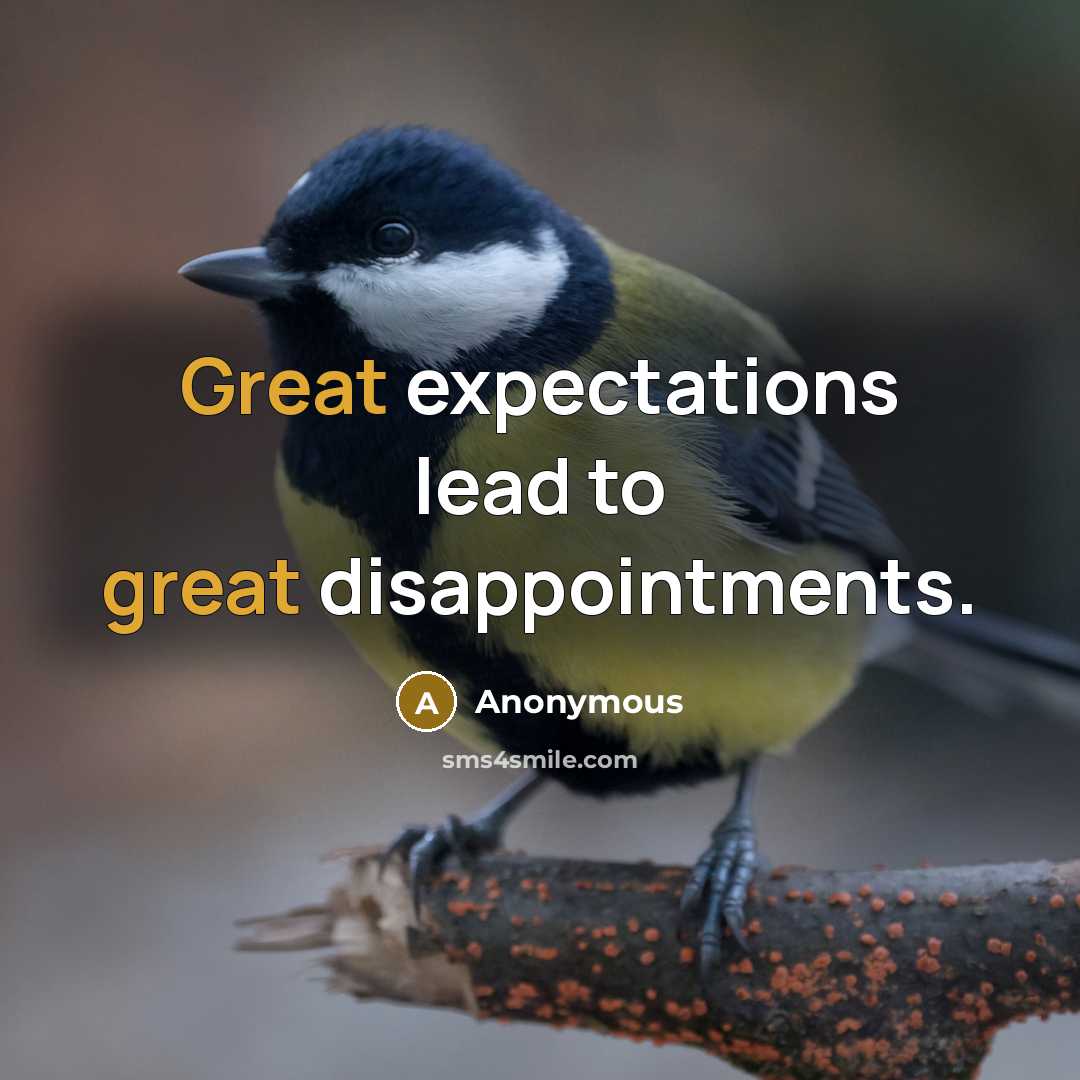 “Great expectations lead to great disappointments.…” quote by Anonymous