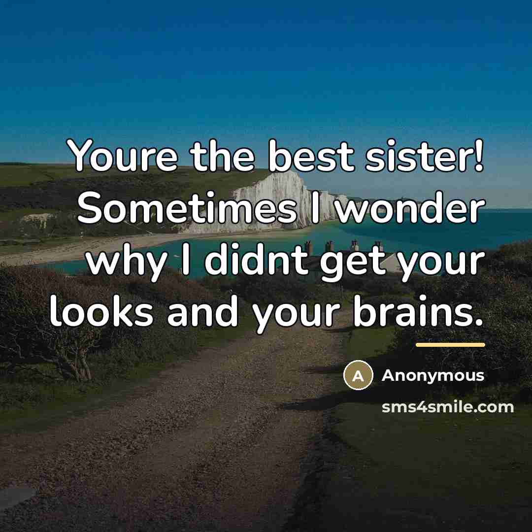 “Youre the best sister! Sometimes I wonder why I didnt…” quote by Anonymous