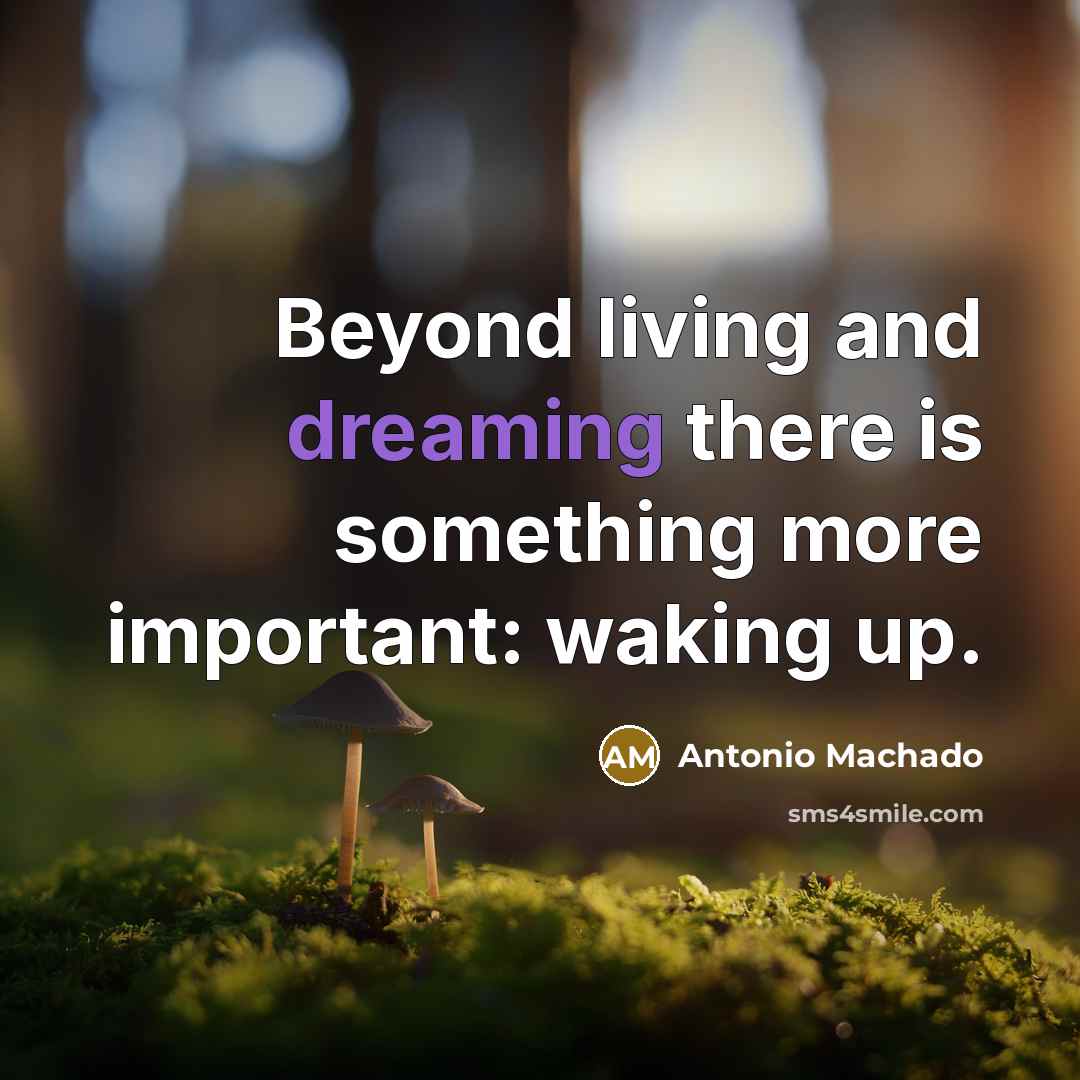 “Beyond living and dreaming there is something more important: waking…” quote by Antonio Machado