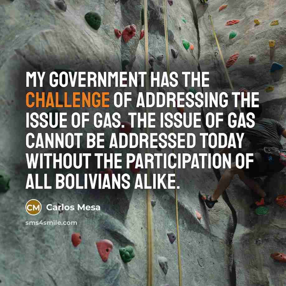 “My government has the challenge of addressing the issue of…” quote by Carlos Mesa