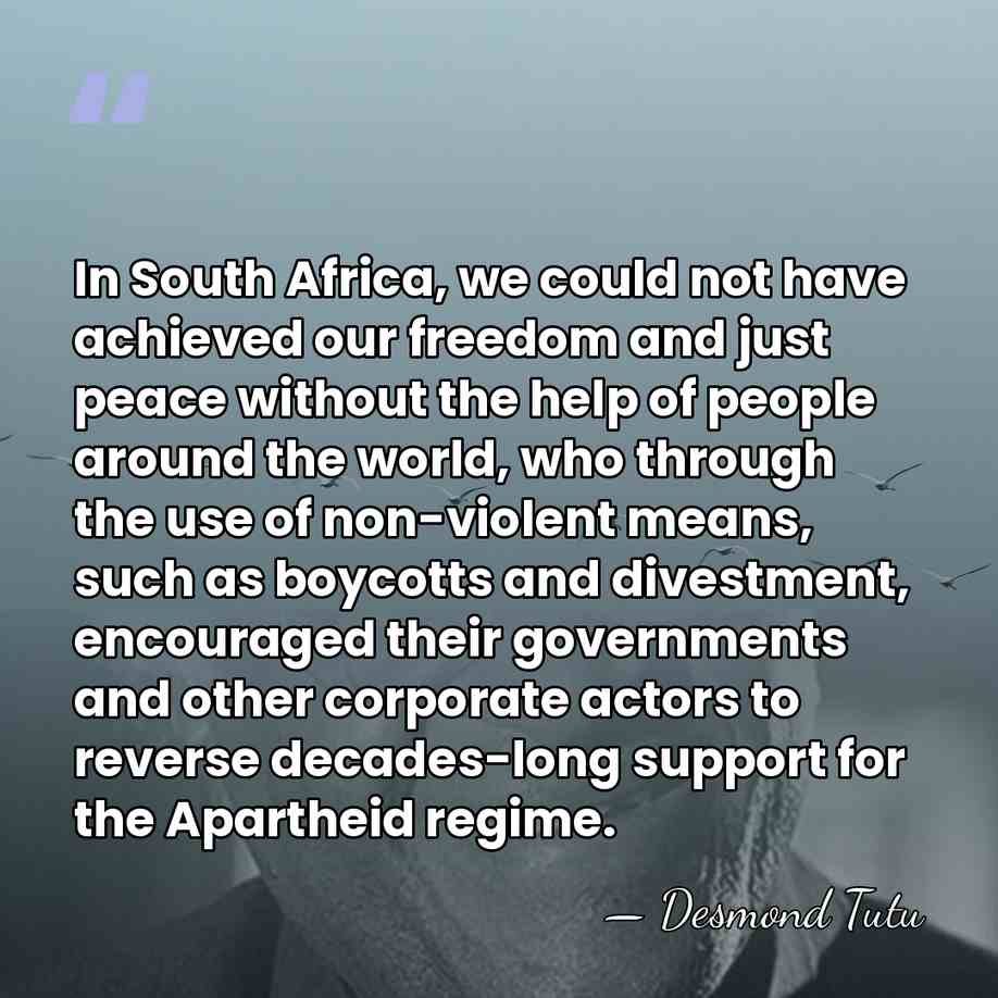 In South Africa, we could not have achieved our freedom and just&hellip; - Desmond Tutu