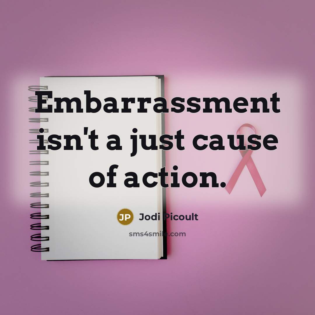 “Embarrassment isn't a just cause of action.…” quote by Jodi Picoult