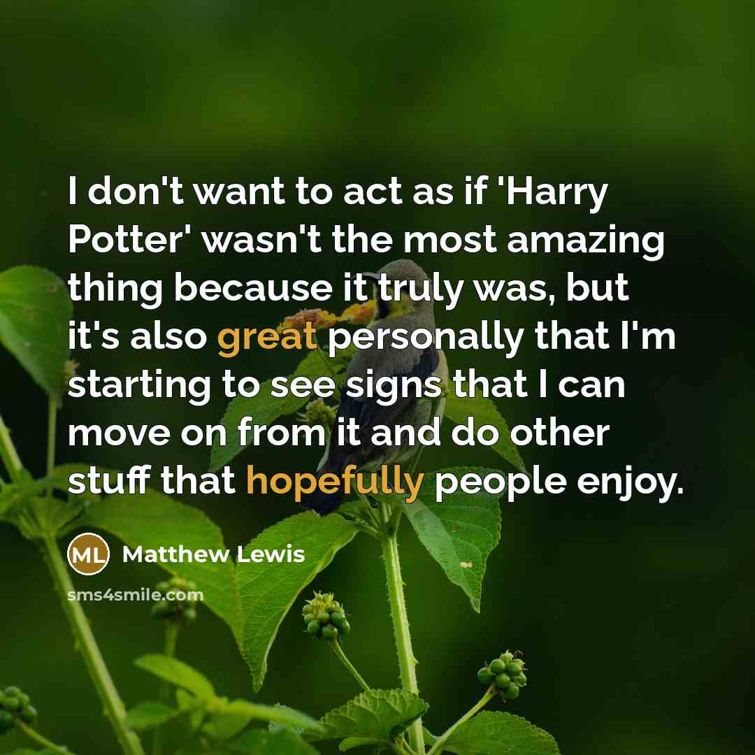 “I don't want to act as if 'Harry Potter' wasn't…” quote by Matthew Lewis