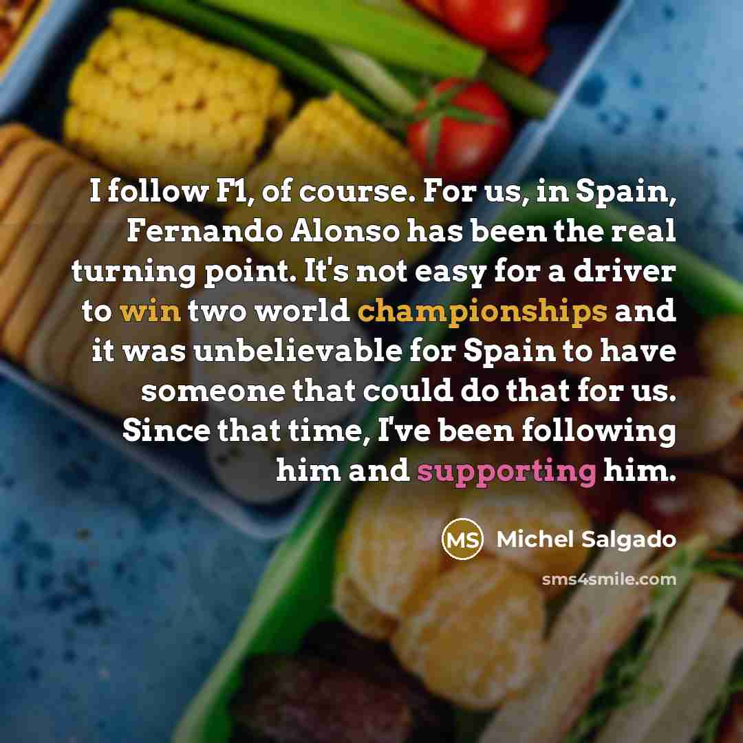 “I follow F1, of course. For us, in Spain, Fernando…” quote by Michel Salgado